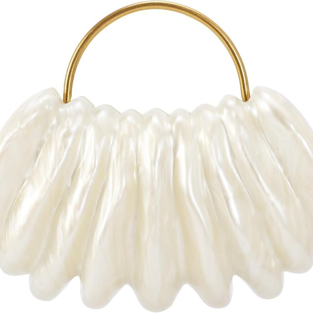 Women Acrylic Shell Clutch Unique Chain Evening Bag for Weddings Parties